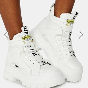 Buffalo White Aspha NC Mid Lace Up Sneakers